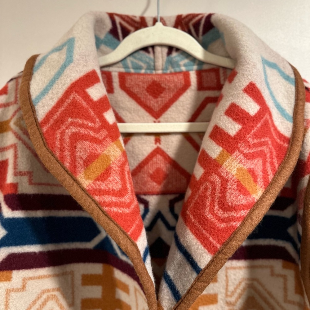 Justin Kraff Reversible Wool Car Coat Southwestern Oversized 12-14 Medium/Large - Picture 5 of 16